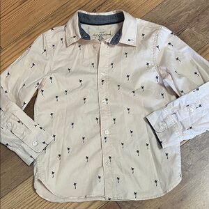H&M Label of Graded Goods boys Long-Sleeve Palm-Print Button-Up Shirt -size 4-5.